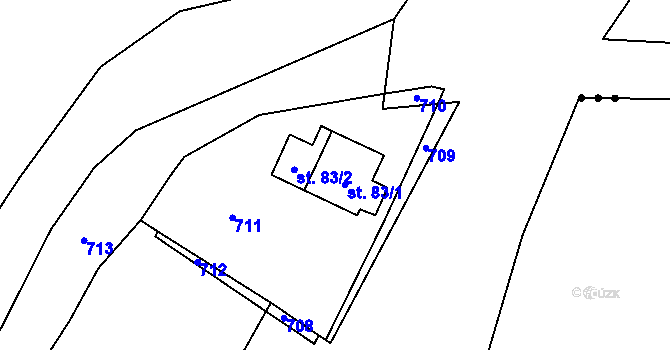 Parcela st. 83 v KÚ Bocanovice, Katastrální mapa