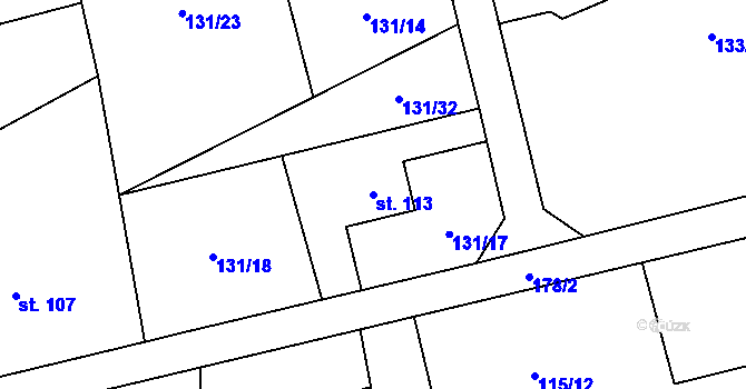 Parcela st. 113 v KÚ Bocanovice, Katastrální mapa