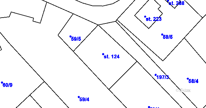 Parcela st. 124 v KÚ Bocanovice, Katastrální mapa