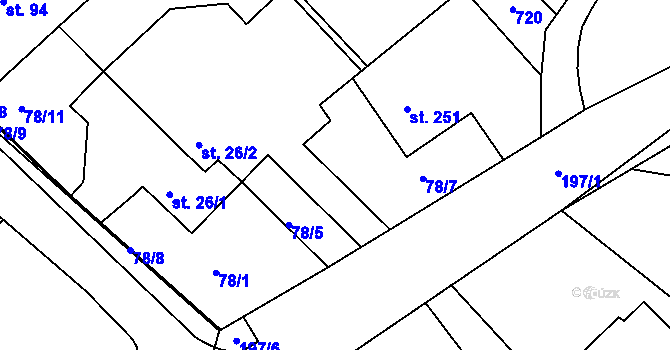 Parcela st. 78/2 v KÚ Bocanovice, Katastrální mapa