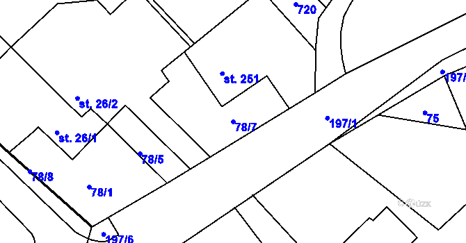 Parcela st. 78/7 v KÚ Bocanovice, Katastrální mapa