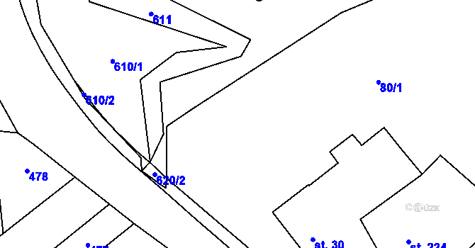 Parcela st. 80/3 v KÚ Bocanovice, Katastrální mapa