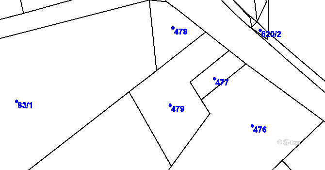 Parcela st. 83/3 v KÚ Bocanovice, Katastrální mapa