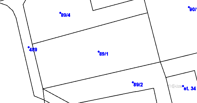 Parcela st. 89/1 v KÚ Bocanovice, Katastrální mapa