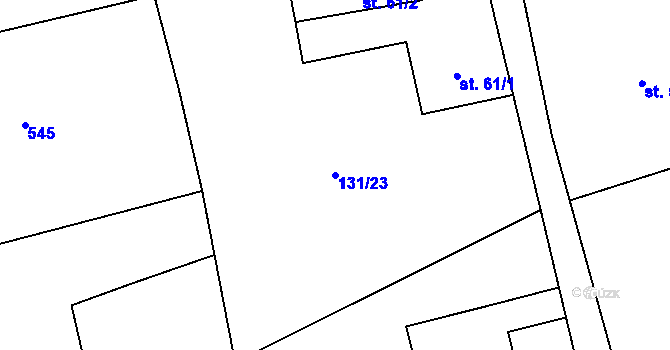 Parcela st. 131/23 v KÚ Bocanovice, Katastrální mapa