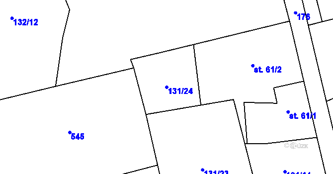 Parcela st. 131/24 v KÚ Bocanovice, Katastrální mapa