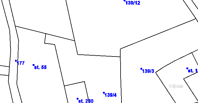 Parcela st. 139/13 v KÚ Bocanovice, Katastrální mapa