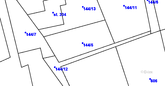 Parcela st. 144/5 v KÚ Bocanovice, Katastrální mapa