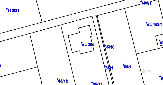 Parcela st. 295 v KÚ Bocanovice, Katastrální mapa