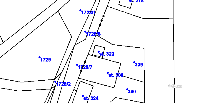 Parcela st. 323 v KÚ Bocanovice, Katastrální mapa