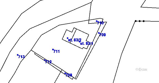Parcela st. 83/1 v KÚ Bocanovice, Katastrální mapa