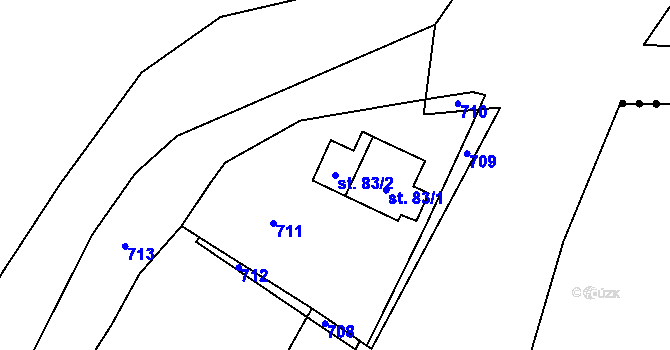 Parcela st. 83/2 v KÚ Bocanovice, Katastrální mapa