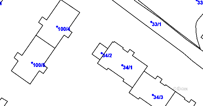 Parcela st. 34/2 v KÚ Jablunkov, Katastrální mapa
