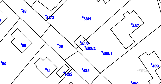 Parcela st. 38/2 v KÚ Jablunkov, Katastrální mapa