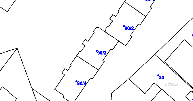 Parcela st. 90/3 v KÚ Jablunkov, Katastrální mapa