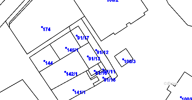Parcela st. 91/12 v KÚ Jablunkov, Katastrální mapa