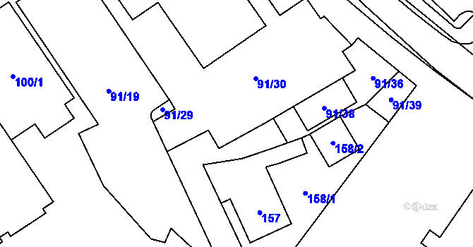 Parcela st. 91/24 v KÚ Jablunkov, Katastrální mapa