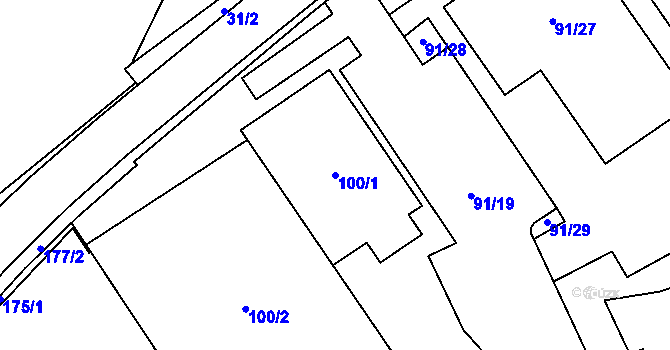 Parcela st. 100/1 v KÚ Jablunkov, Katastrální mapa