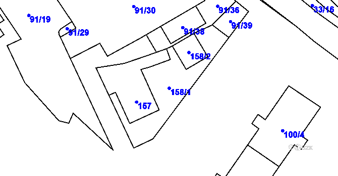 Parcela st. 158/1 v KÚ Jablunkov, Katastrální mapa