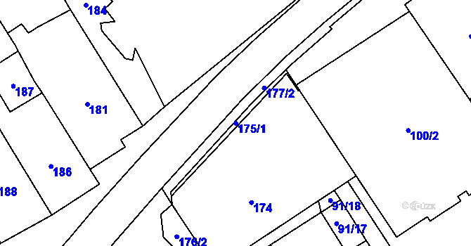 Parcela st. 175/1 v KÚ Jablunkov, Katastrální mapa