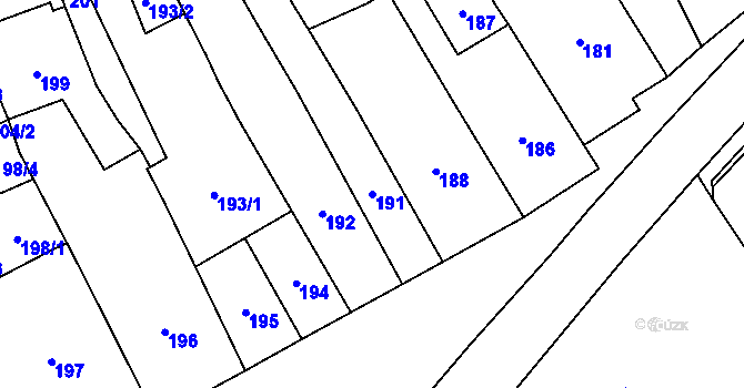 Parcela st. 191 v KÚ Jablunkov, Katastrální mapa