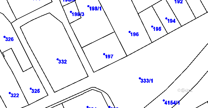 Parcela st. 197 v KÚ Jablunkov, Katastrální mapa
