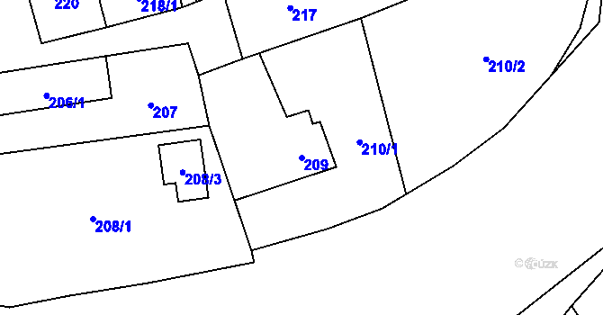 Parcela st. 209 v KÚ Jablunkov, Katastrální mapa