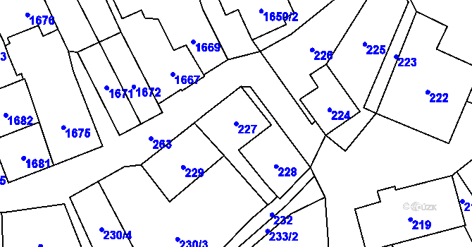Parcela st. 227 v KÚ Jablunkov, Katastrální mapa