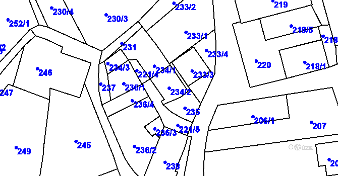 Parcela st. 234/2 v KÚ Jablunkov, Katastrální mapa