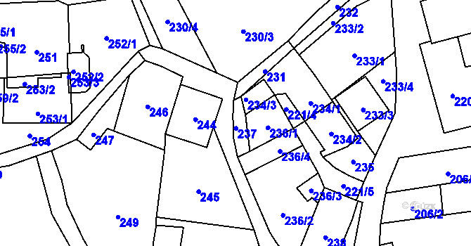 Parcela st. 237 v KÚ Jablunkov, Katastrální mapa