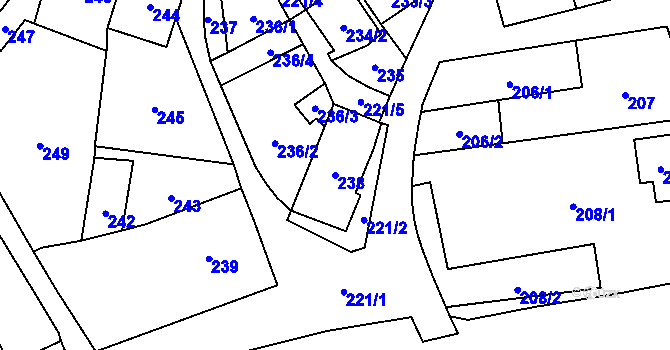 Parcela st. 238 v KÚ Jablunkov, Katastrální mapa