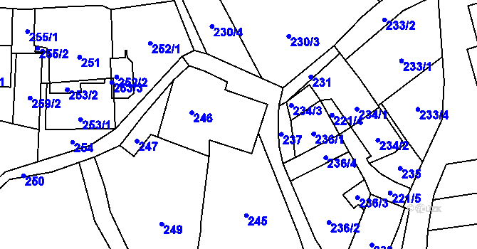Parcela st. 244 v KÚ Jablunkov, Katastrální mapa