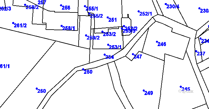 Parcela st. 254 v KÚ Jablunkov, Katastrální mapa