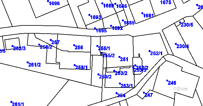 Parcela st. 255/2 v KÚ Jablunkov, Katastrální mapa