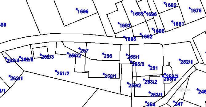 Parcela st. 256 v KÚ Jablunkov, Katastrální mapa