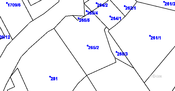 Parcela st. 265/2 v KÚ Jablunkov, Katastrální mapa