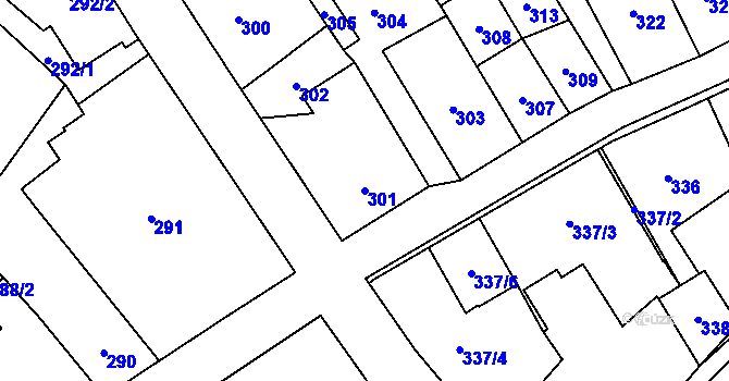 Parcela st. 301 v KÚ Jablunkov, Katastrální mapa