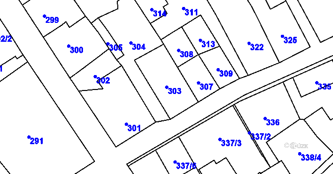 Parcela st. 303 v KÚ Jablunkov, Katastrální mapa