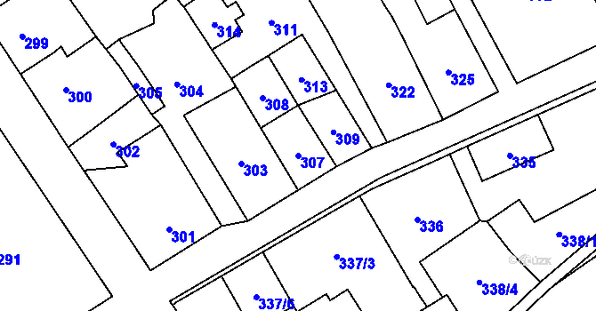 Parcela st. 307 v KÚ Jablunkov, Katastrální mapa