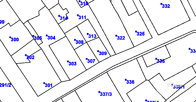 Parcela st. 309 v KÚ Jablunkov, Katastrální mapa