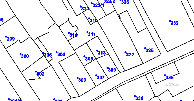 Parcela st. 313 v KÚ Jablunkov, Katastrální mapa