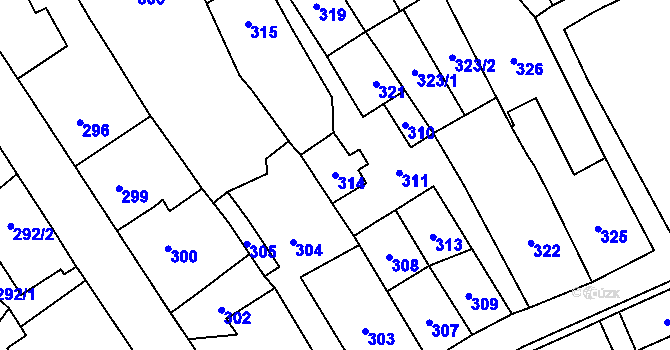 Parcela st. 314 v KÚ Jablunkov, Katastrální mapa