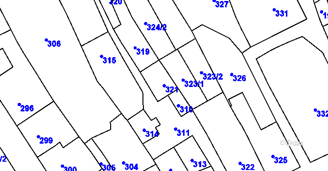 Parcela st. 321 v KÚ Jablunkov, Katastrální mapa