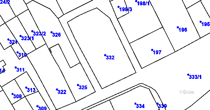 Parcela st. 332 v KÚ Jablunkov, Katastrální mapa