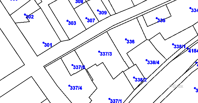 Parcela st. 337/3 v KÚ Jablunkov, Katastrální mapa
