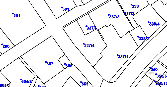 Parcela st. 337/4 v KÚ Jablunkov, Katastrální mapa