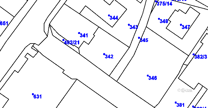 Parcela st. 342 v KÚ Jablunkov, Katastrální mapa