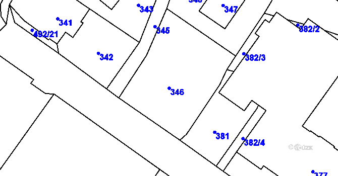 Parcela st. 346 v KÚ Jablunkov, Katastrální mapa