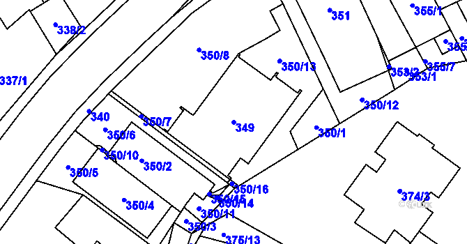Parcela st. 349 v KÚ Jablunkov, Katastrální mapa