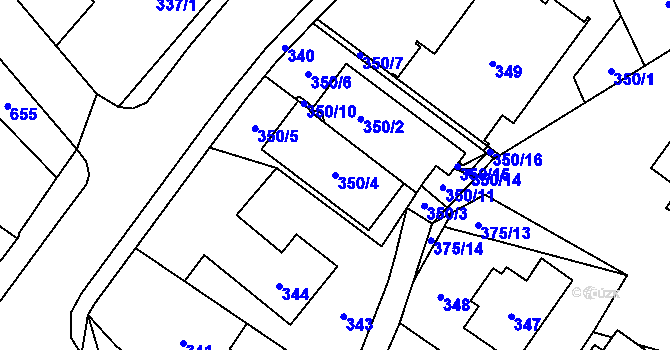 Parcela st. 350/4 v KÚ Jablunkov, Katastrální mapa